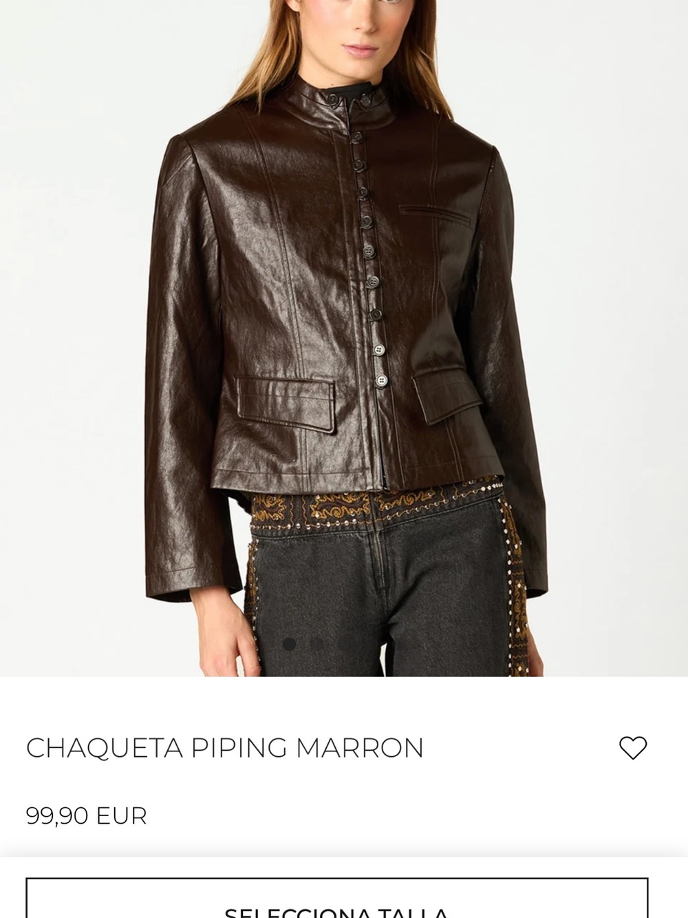 Women's Dark Brown Leather Button-Up Jacket